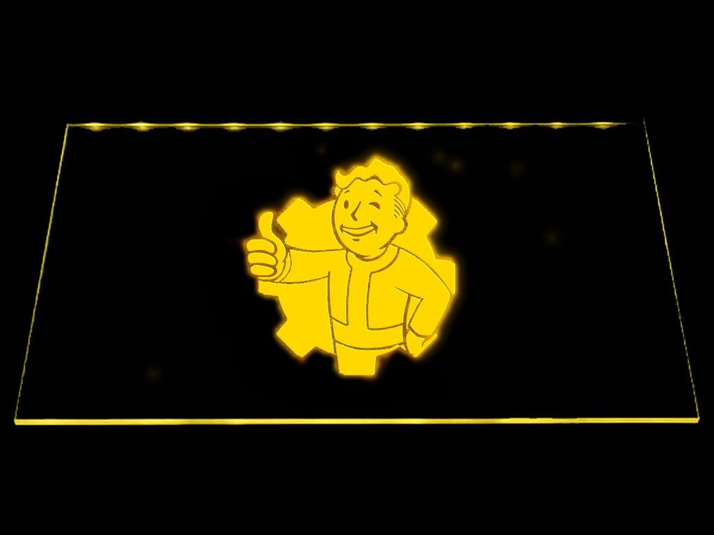 Fallout Vault Boy (2) LED Neon Sign USB - Yellow - TheLedHeroes