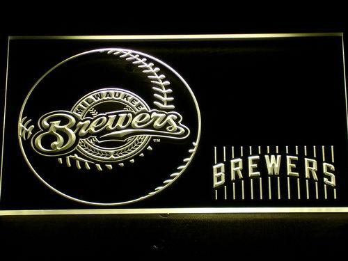 Milwaukee Brewers (3) LED Neon Sign USB - Yellow - TheLedHeroes