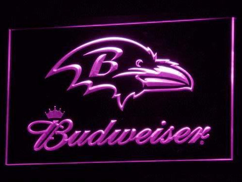 Baltimore Ravens Budweiser LED Neon Sign USB - Purple - TheLedHeroes