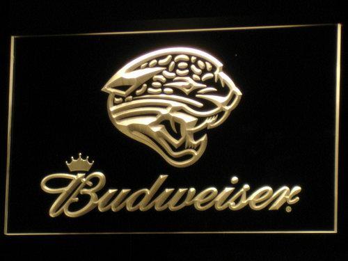 Jacksonville Jaguars Budweiser LED Neon Sign USB - Yellow - TheLedHeroes