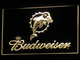 Miami Dolphins Budweiser LED Neon Sign USB - Yellow - TheLedHeroes