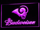 Los Angeles Rams Budweiser LED Neon Sign USB - Purple - TheLedHeroes