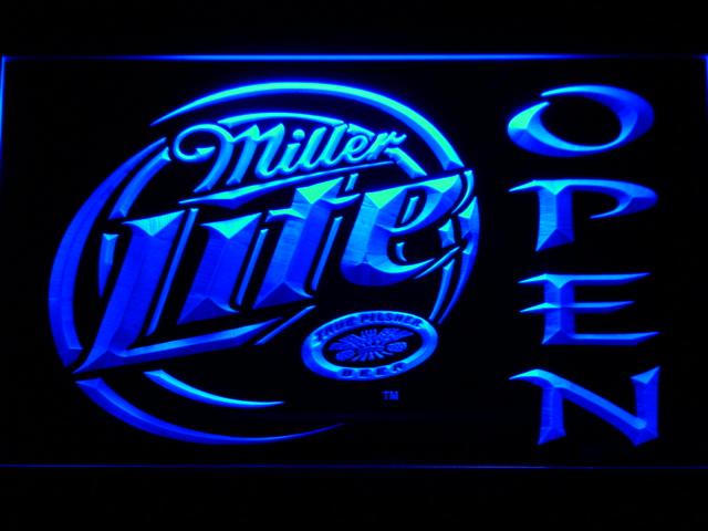 Miller Lite Open LED Neon Sign USB - Blue - TheLedHeroes