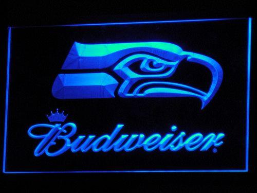 Seattle Seahawks Budweiser LED Neon Sign Electrical - Blue - TheLedHeroes