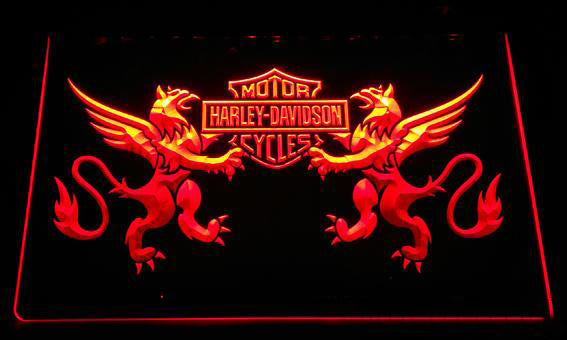 FREE Harley Davidson 14 LED Sign - Orange - TheLedHeroes