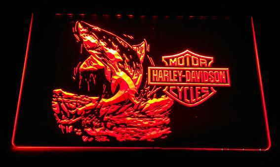 Harley Davidson Shark LED Neon Sign USB - Orange - TheLedHeroes