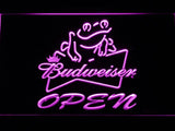 Budweiser Frog Open LED Neon Sign Electrical - Purple - TheLedHeroes
