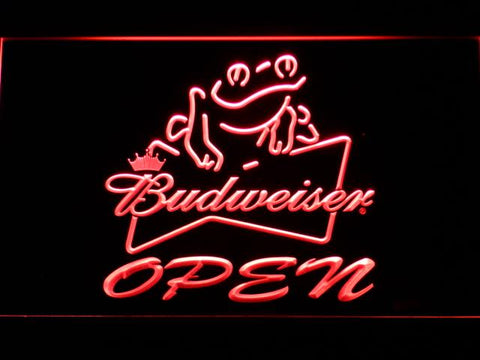 Budweiser Frog Open LED Neon Sign Electrical - Red - TheLedHeroes