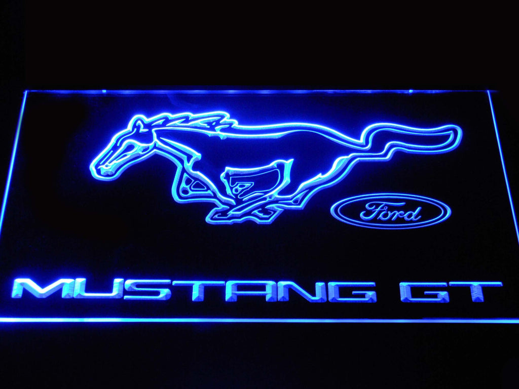 Mustang GT LED Neon Sign USB - Blue - TheLedHeroes