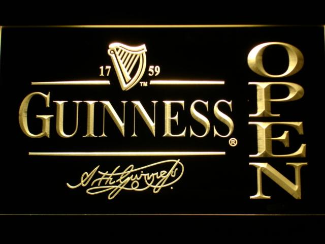 Guinness Open LED Neon Sign USB - Yellow - TheLedHeroes