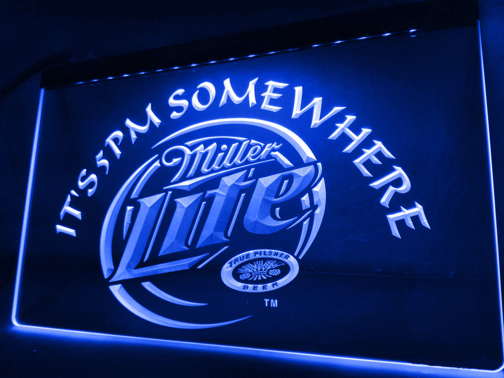 FREE Miller Lite It's 5pm Somewhere LED Sign - Blue - TheLedHeroes