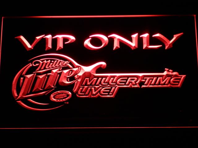 Miller Lite Miller Time Live VIP Only LED Neon Sign USB - Red - TheLedHeroes