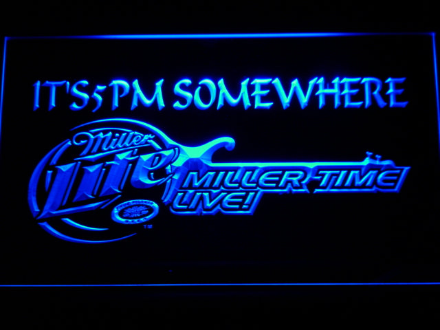 FREE Miller Lite Miller Time Live It's 5pm Somewhere LED Sign - Blue - TheLedHeroes