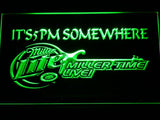 Miller Lite Miller Time Live It's 5pm Somewhere LED Neon Sign USB - Green - TheLedHeroes
