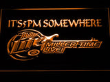 Miller Lite Miller Time Live It's 5pm Somewhere LED Neon Sign Electrical - Orange - TheLedHeroes