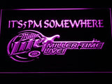 Miller Lite Miller Time Live It's 5pm Somewhere LED Neon Sign Electrical - Purple - TheLedHeroes