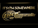 Miller Lite Miller Time Live It's 5pm Somewhere LED Neon Sign Electrical - Yellow - TheLedHeroes