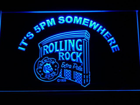 Rolling Rock It's 5pm Somewhere LED Neon Sign USB - Blue - TheLedHeroes