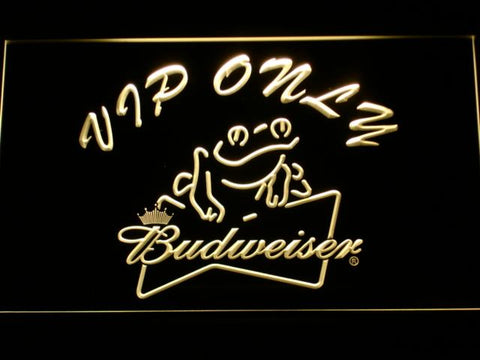 Budweiser Frog VIP Only LED Neon Sign Electrical - Yellow - TheLedHeroes
