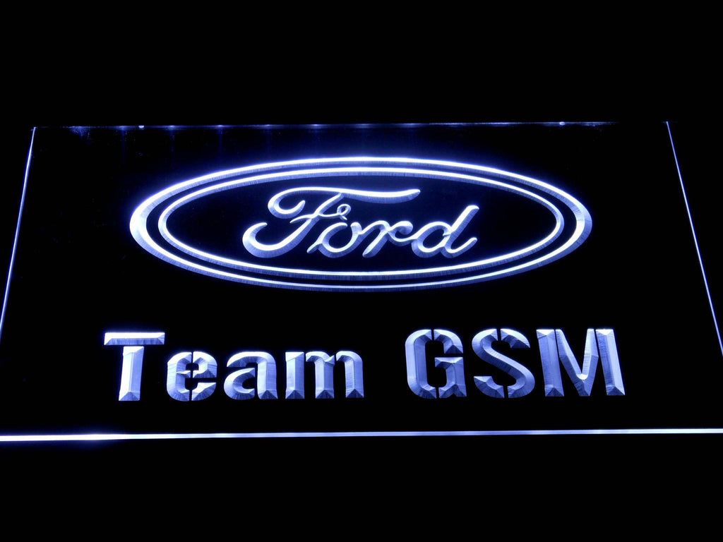 Ford Team GSM LED Neon Sign USB - White - TheLedHeroes