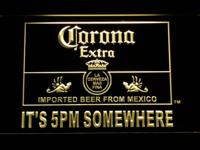 Corona Extra It's 5 pm Somewhere LED Neon Sign USB - Yellow - TheLedHeroes