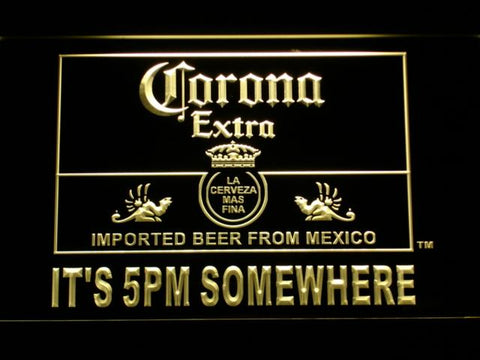 Corona Extra It's 5 pm Somewhere LED Neon Sign USB - Yellow - TheLedHeroes