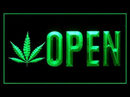 Open Marijuana LED Neon Sign Electrical - Green - TheLedHeroes