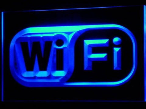 FREE Wi Fi Logo Free Internet Services LED Sign - Blue - TheLedHeroes