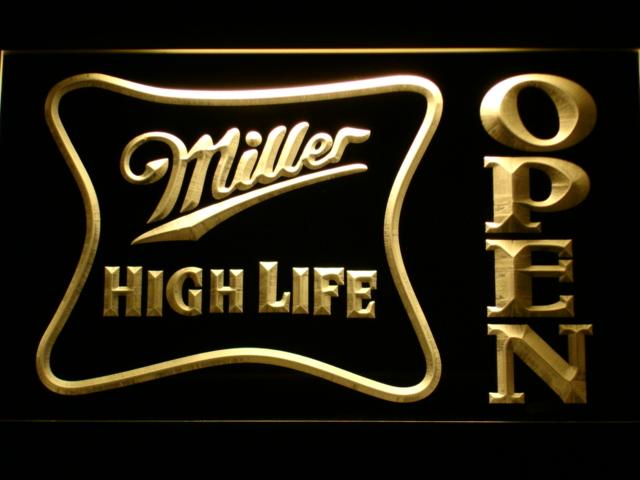 Miller High Life Open LED Neon Sign Electrical - Yellow - TheLedHeroes