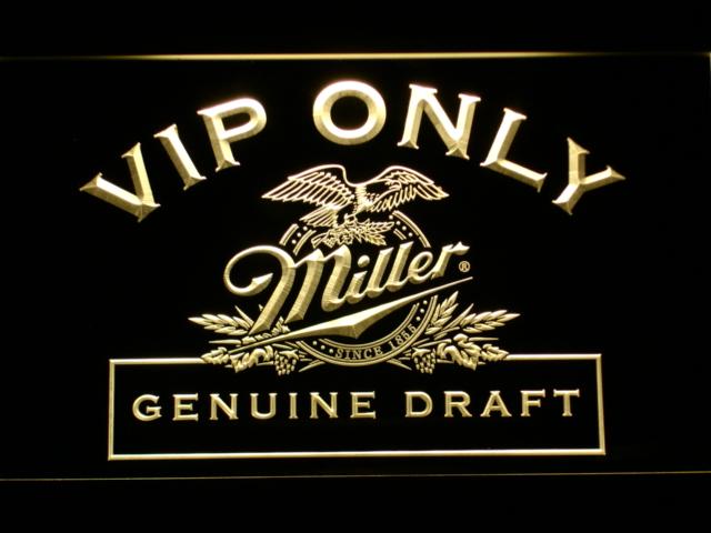 Miller Geniune Draft VIP Only LED Neon Sign USB - Yellow - TheLedHeroes