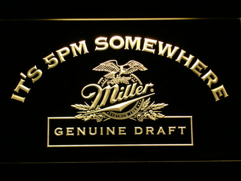 FREE Miller Geniune Draft  It's 5pm Somewhere LED Sign - Yellow - TheLedHeroes