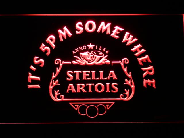 Stella Artois It's 5pm Somewhere LED Neon Sign Electrical - Red - TheLedHeroes