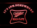 Miller High Life It's 5pm Somewhere LED Neon Sign USB - Red - TheLedHeroes