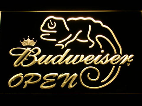 Budweiser Chameleon Open LED Neon Sign Electrical - Yellow - TheLedHeroes