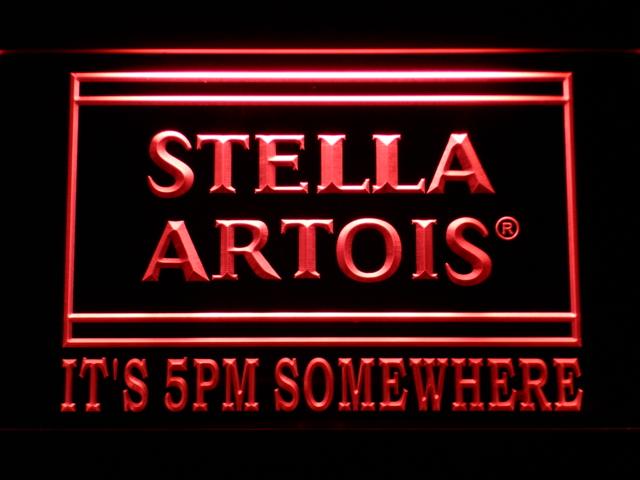 Stella Artois It's 5pm Somewhere (2) LED Neon Sign Electrical - Red - TheLedHeroes