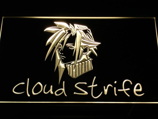 Cloud Strife Final Fantasy VII LED Neon Sign USB - Yellow - TheLedHeroes
