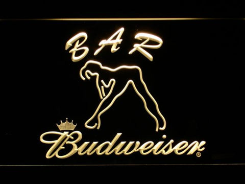 Budweiser Girl Bar LED Neon Sign USB - Yellow - TheLedHeroes