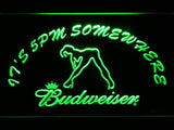 Budweiser Girl It's 5pm Somewhere LED Neon Sign Electrical - Green - TheLedHeroes