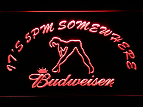Budweiser Girl It's 5pm Somewhere LED Neon Sign USB - Red - TheLedHeroes