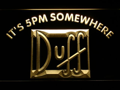 Duff It's 5pm Somewhere LED Neon Sign USB - Yellow - TheLedHeroes
