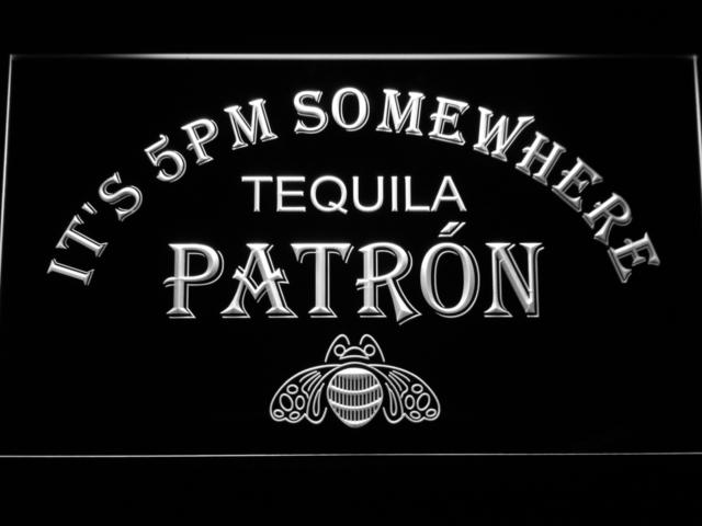 Tequila Patron It's 5pm Somewhere LED Neon Sign USB - White - TheLedHeroes