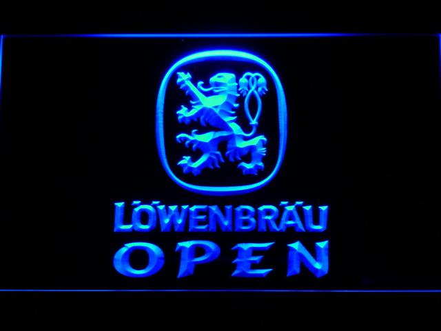 Lowenbrau Open LED Neon Sign Electrical - Blue - TheLedHeroes
