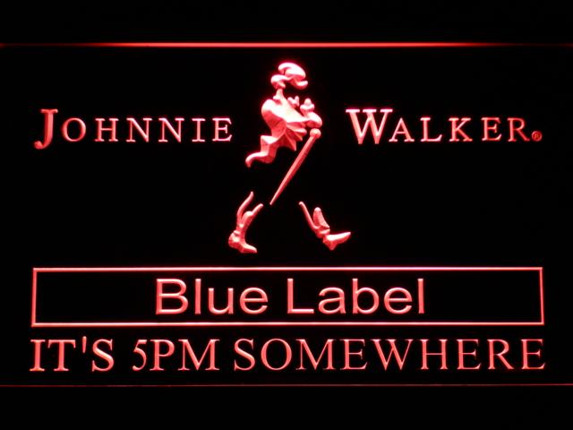 Johnnie Walker Blue Label It's 5pm Somewhere LED Neon Sign Electrical - Red - TheLedHeroes