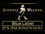 Johnnie Walker Blue Label It's 5pm Somewhere LED Neon Sign USB - Yellow - TheLedHeroes