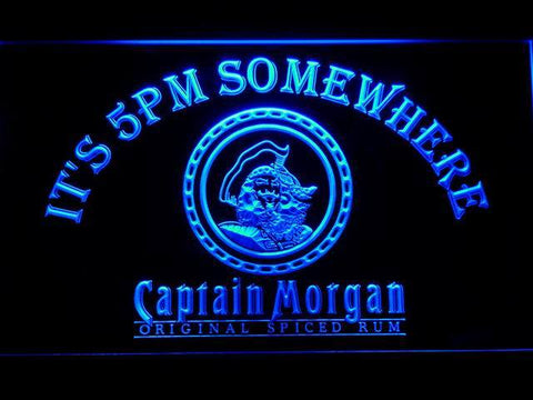 Captain Morgan Spiced Rum It's 5pm Somewhere LED Neon Sign Electrical - Blue - TheLedHeroes