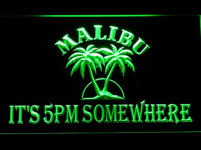 FREE Malibu It's 5pm Somewhere LED Sign - Green - TheLedHeroes