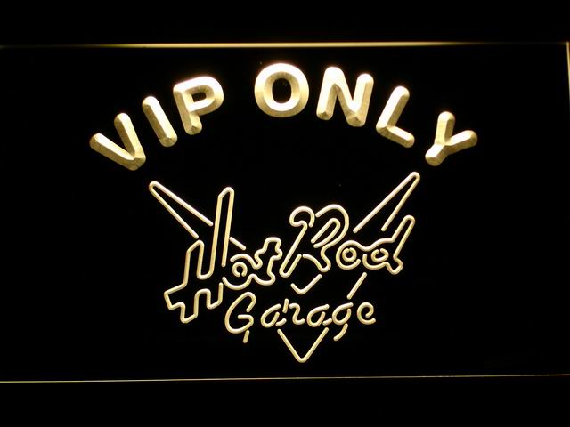 FREE Hot Rod Garage VIP Only LED Sign - Yellow - TheLedHeroes