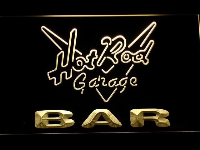 FREE Hot Rod Garage Bar LED Sign - Yellow - TheLedHeroes