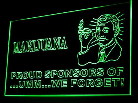 FREE Marijuana Proud Sponsors Of We Forget Weed LED Sign - Green - TheLedHeroes