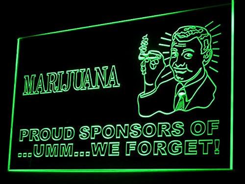 Marijuana Proud Sponsors Of We Forget Weed LED Neon Sign Electrical - Green - TheLedHeroes